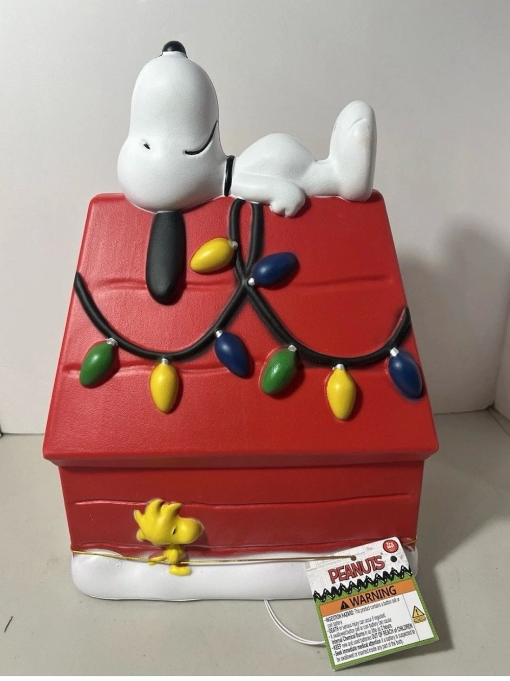 Peanuts Red White Snoopy & Woodstock Holiday Cookie Jar